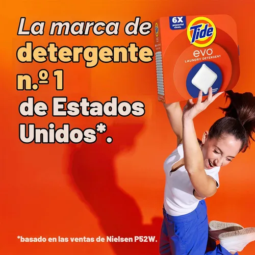 Vista 11 de Tide evo Detergente para ropa original que funciona en el 100% de las manchas comunes, detergente concentrado de viaje compatible con HE