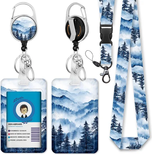 Vista 19 de Giancomics Soporte para tarjetas de identificación negro con cordón, cordones para insignias de identificación con carrete de insignia retráctil