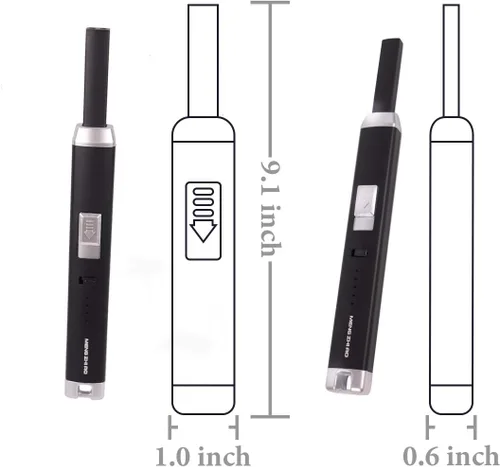 Vista 5 de Encendedor de arco de plasma recargable USB con bloqueo de seguridad, indicador de encendido, resistente al viento, negro Negro (balck)