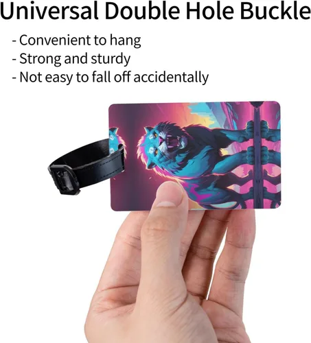Vista 3 de Synthwave Sabertooth Luggage Tag - Lightweight, Removable Wristband for Travel, Backpacks, Golf Bags