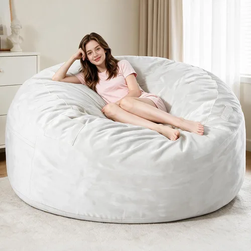 Vista 30 de Sillón puff de 3 pies Sillón estilo puff grande de 3 pulgadas con relleno de espuma viscoelástica, sofá suave con funda de terciopelo holandés