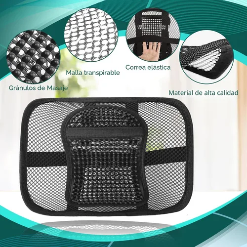 Vista 6 de Samyoung - Soporte lumbar de malla para asiento, cojín de respaldo con malla transpirable para sillas de oficina y coche, 12" x 16