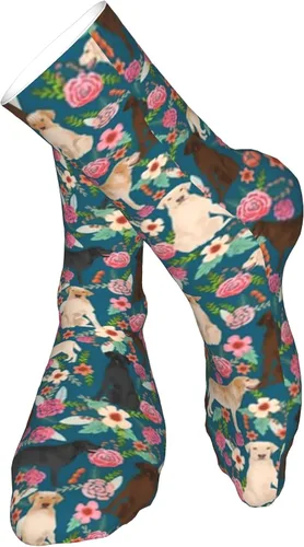 Vista 2 de Labrador Florals Yellow Lab Chocolate Lab Black Lab Cute Dog Dogs Best Floral Labrador Print Calcetines deportivos para hombre y mujer, calcetines