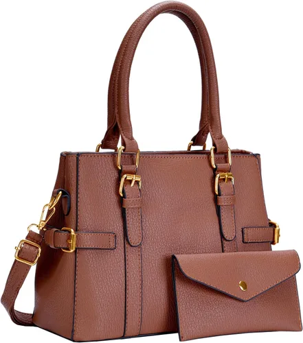 Vista 13 de Bolsos de mano de cuero de moda para mujer, bolso de hombro, asa superior, bolso de otoño