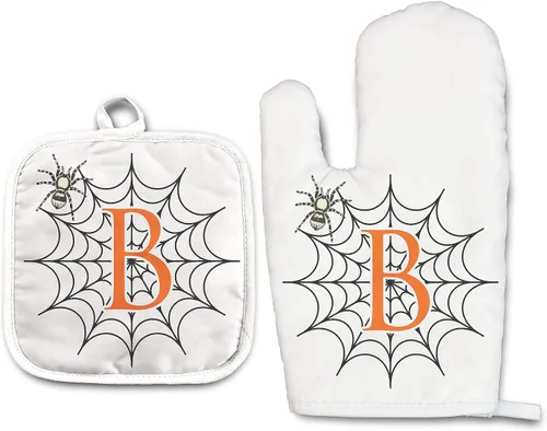 Vista 25 de Angela's Kitchen - Juego de guantes de horno personalizados y soporte para ollas Regalos de cocina personalizados Inauguración de la casa