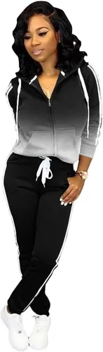 Vista 19 de TOPSRANI - Trajes deportivos de dos piezas para mujer, sudaderas casuales, traje deportivo liso, conjunto de pantalones de sudadera para trotar