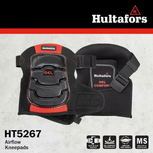 Vista 5 de Hultafors Work Gear HT5267 - Rodilleras de gel de flujo de aire para trabajar con cojín de gel grueso en capas, ventilación de flujo de aire, espuma