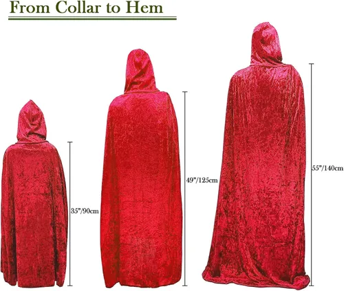 Vista 5 de Gardeningwill Bata unisex de Navidad para fiesta de Halloween, terciopelo mágico con capucha, disfraz de cosplay