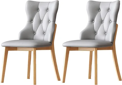 Vista 16 de Upholstered Dining Chairs with Backrest,Kitchen Chairs Leather,Living Room Chair with Wood Legs for Home, Restaurant, Hotel, Conference Room Grey