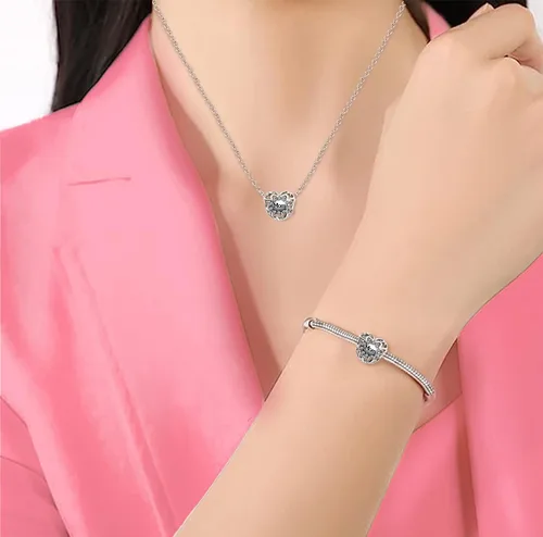 Vista 2 de JMQJewelry Abalorios de cuentas para mujer, diseño de corazón y corazón, para mamá, hija, hermana, hermano, Cobre