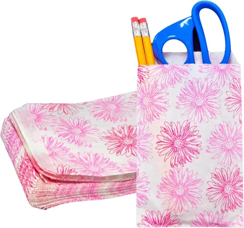 Vista 17 de Novel Box - Paquete de 100 bolsas planas de mercancía con estampado de cheurón azul de 4 x 6 pulgadas, elegante bolsa para regalos de cumpleaños