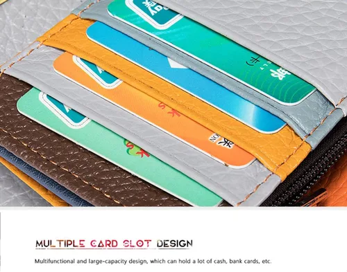 Vista 7 de Carteras multicolor para mujer, tarjetero de cuero genuino, monederos grandes, embrague para teléfono, Diamante multicolor-S, Cartera