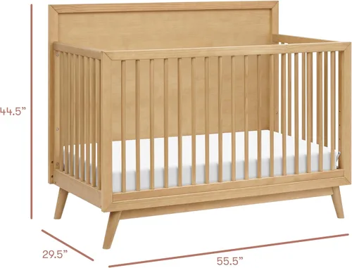 Vista 5 de Babyletto Palma - Cuna convertible 4 en 1 con kit de conversión de cama para niños pequeños en miel, certificado Greenguard Gold GREENGUARD