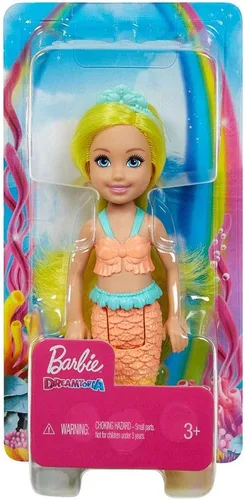 Vista 2 de Barbie Dreamtopia - Muñeca de sirena Chelsea, 6.5 pulgadas con pelo y cola amarillos