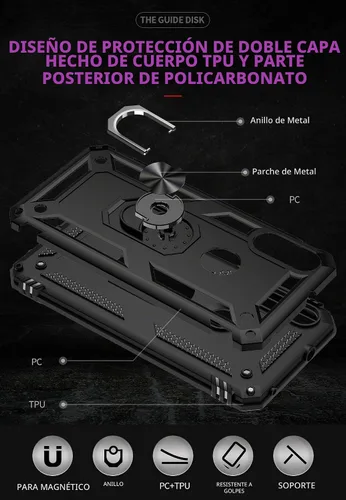 Vista 7 de Funda para Motorola Moto E 2020 con [2 unidades] Protector de pantalla de cristal, para Moto E 2020, funda resistente a prueba de golpes