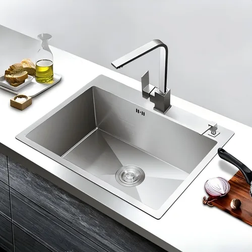 Vista 2 de 23.6 x 17.7 Pulgadas Fregadero de Cocina de Caída, Fregaderos de Cocina de Acero Inoxidable con Nano-Revestimiento, Fregadero de Un Solo Tazón de 8