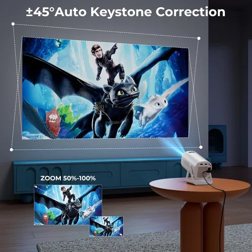 Vista 7 de Proyector portátil WiFi y Bluetooth - Mini proyector de películas compatible con 4K 1080P, soporte ajustable de 270°, proyector de estrellas
