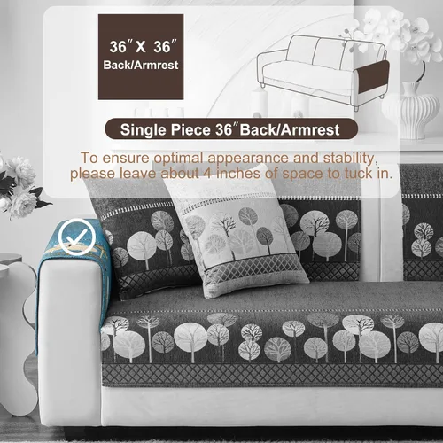 Vista 2 de Funda de Sofá de Chenilla Boho Jacquard, Fundas de Sofá Seccional Lavables para Sofá de 3 Cojines Sofá en Forma de L, Protector de Muebles Azul