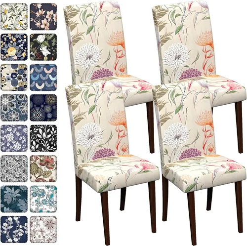 Vista 44 de Fundas para sillas de comedor CoSofSLIP, juego de 2, fundas estampadas elásticas antideslizantes, fundas extraíbles y lavables para sillas
