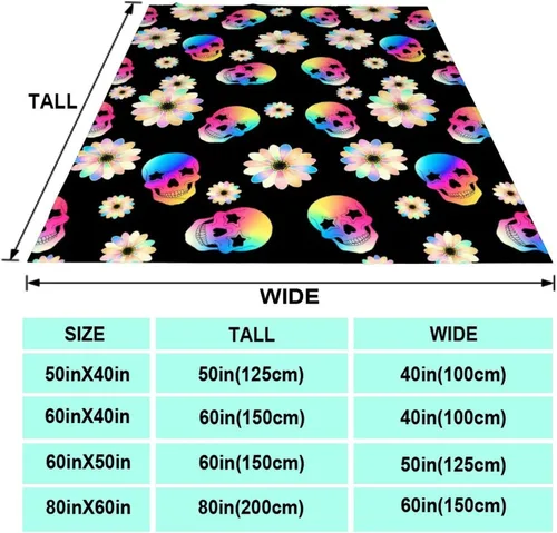 Vista 2 de Manta cómoda para cama, sofá, compatible con flores de calavera de azúcar, mantas y mantas de franela ligeras, mantas de microfibra mullidas