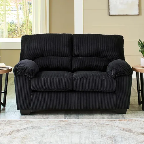 Vista 2 de Signature Design by Ashley Sofá biplaza sin montaje, 63 pulgadas, sofá ónix Onyx polyester chenille velvet, Fits 32 in doors, Anti-sag platform