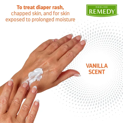 Vista 3 de Medline Remedy Crema protectora de piel con óxido de zinc clínico (tubo de 4 oz), aroma a vainilla, crema para sarpullido de pañales, cuidado