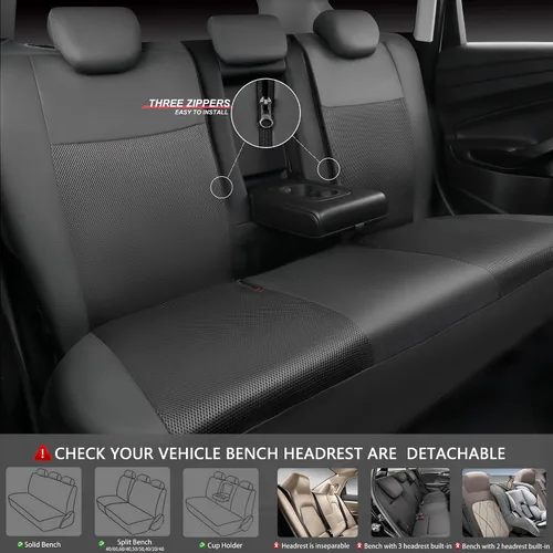 Vista 4 de CAR PASS Juego completo de fundas de asiento de automóvil de malla de aire 3D y 4 alfombrillas impermeables para piso de automóvil con esponja Gris