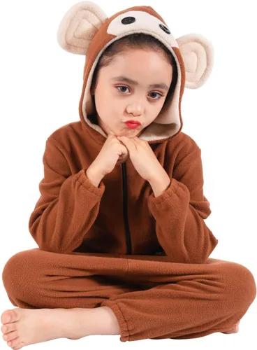 Vista 7 de Mono de mono para niños, niñas, mono de animal, traje de Navidad para niños pequeños con accesorios de plátano