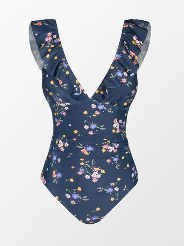Vista 4 de CUPSHE - Traje de baño de una pieza con volantes y cuello en V para mujer, con cordón