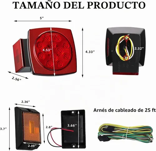 Vista 5 de Kit de luz de remolque de 12 V con certificación DOT para barco, caravana, automóvil, fácil montaje con arnés de alambre, oblea LED, impermeable