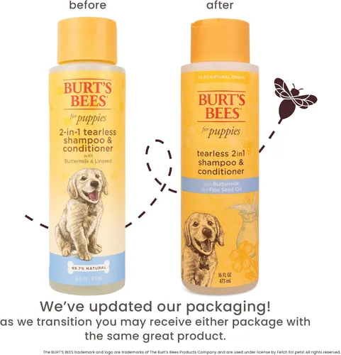 Vista 2 de Champú 2 en 1 Burts Bees para perrito, no irrita los ojos, paquete de de 1