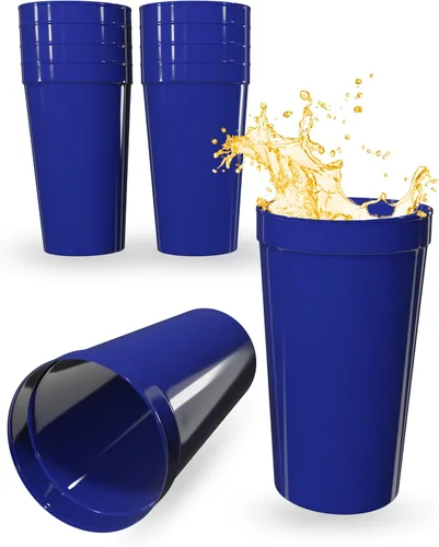 Vista 106 de PartyPrints Paquete de 100 vasos de plástico en blanco reutilizables de 10 a 12 onzas, vasos de estadio a granel, sin BPA, aptos para lavavajillas