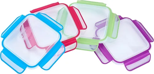 Vista 8 de Snap Fresh - Paquete de 4 recipientes de sándwich a prueba de fugas de tamaño divertido - Cajas de sándwich reutilizables, sin BPA. Sellado
