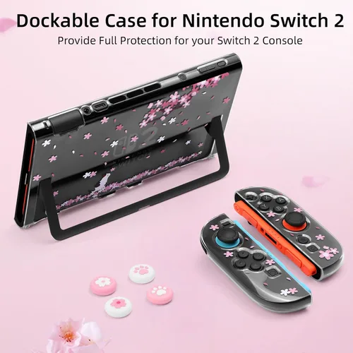 Vista 5 de BRHE Cute Travel Carrying Case for Nintendo Switch 2 (2025) Accessories Kit with Protective Cover, Glass Screen Protector, Adjustable Stand and