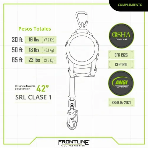 Vista 6 de Frontline RPGC Cable SRL de 30 pies con extremo de gancho de acero Mango de transporte ergonómico y eslogan Alta resistencia, resistente a