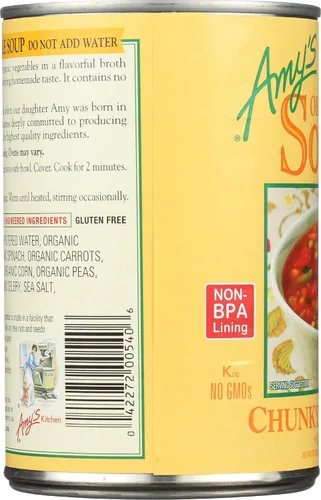 Vista 6 de Amy's Sopa orgánica de verduras gruesa, baja en grasa, 14.3 onzas