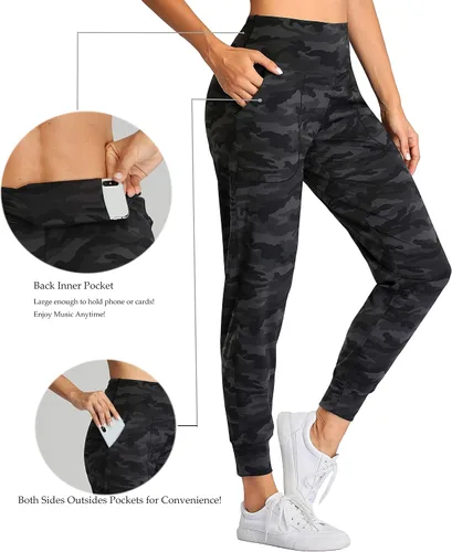 Vista 15 de Oalka - Pantalones deportivos para mujer, con cintura alta y bolsillos, para hacer deporte, yoga y entrenar