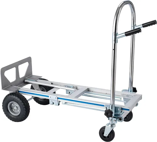 Vista 6 de LEADALLWAY Camión de mano convertible de aluminio 3 en 1, carrito dolly plegable de servicio pesado, ruedas neumáticas y sólidas para mudanza
