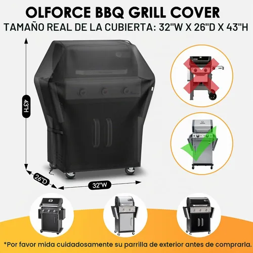 Vista 2 de Funda para parrilla de 32 pulgadas para parrilla al aire libre, impermeable, resistente a la intemperie, resistente a los rayos UV y a