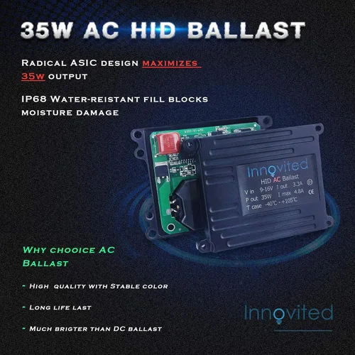 Vista 2 de Innovited Balasto digital de 35 W CA para H1 H3 H4 H7 H10 H11 9005 9006 D2r D2s ajuste universal