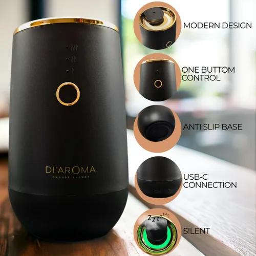 Vista 3 de Difusor de aceite esencial sin agua, difusor de aceite aromático nebulizador portátil para automóvil, hogar y oficina, recargable por USB, Blanco