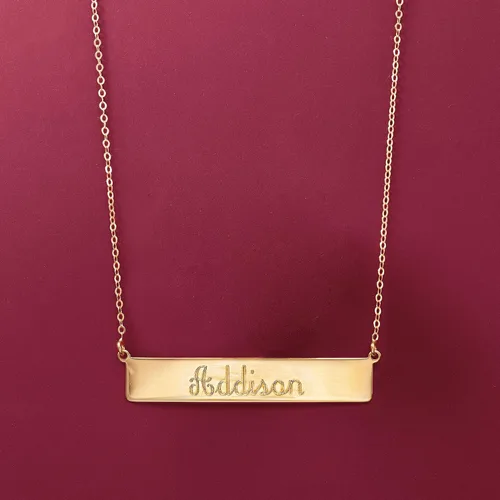 Vista 2 de Ross-Simons Italian 18kt Yellow Gold Personalized Bar Necklace