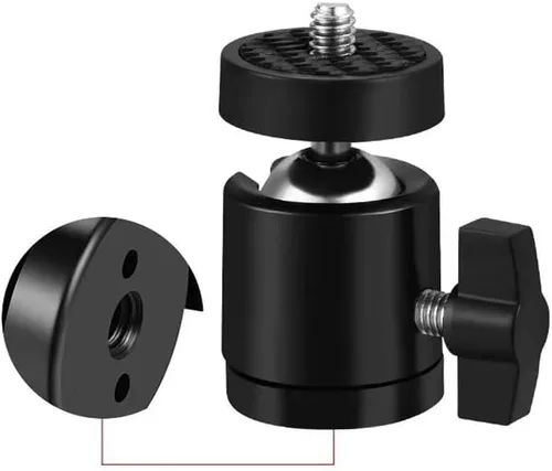 Vista 3 de Paquete de 3 mini cabeza esférica de 1/4 pulgadas con tornillo giratorio para trípode de 360 grados, adaptador de base giratoria de 360 grados