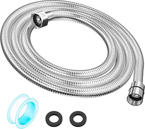 Vista 8 de Manguera de ducha de 59", extralarga, de acero inoxidable 304, manguera de ducha de mano, extensión/reemplazo, flexible y duradera, inserto