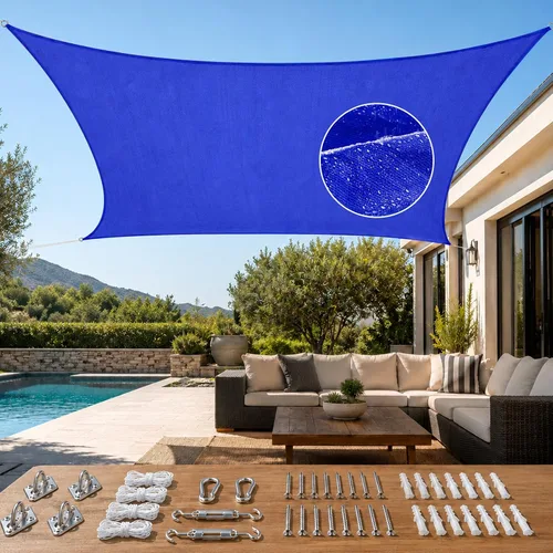 Vista 33 de Quictent Toldo rectangular de polietileno de alta densidad de 6.53 oz, 98% de bloqueo UV, para patio, jardín, cubierta comercial con kit de Marrón