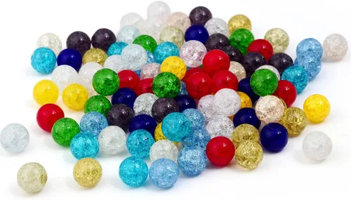 Vista 4 de RUBYCA Surtido de cuentas de cristal checo de Druk Crackle redondas mixtas para la fabricación de joyas (0.157 in, 50 unidades)