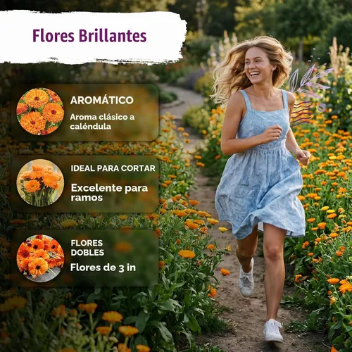 Vista 4 de 500 Ball's Orange Calendula Heirloom Flower Seeds, Calendula Officinalis