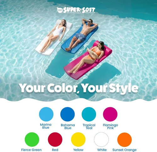 Vista 5 de TRC Recreation Foam Swimming Pool Float, Floating Water Lounger, Splash 1.25” Blanco