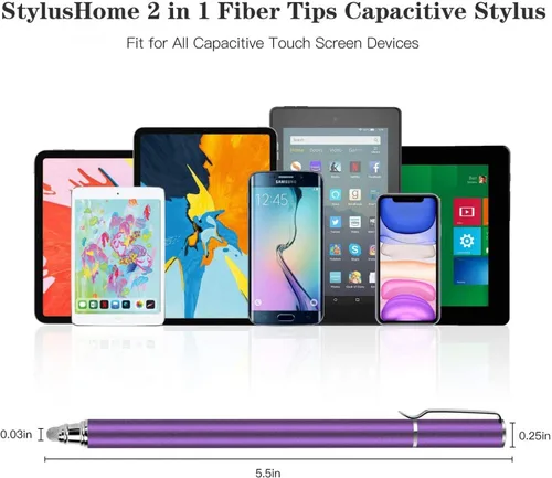 Vista 4 de Lápiz capacitivo morado con punta de fibra de aluminio ligero compatible con Motorola Moto G Power (2022) - Moto G Pure - Moto G Stylus - Moto G