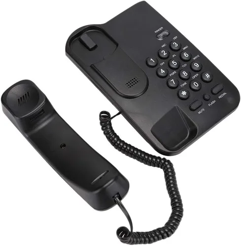 Vista 9 de Teléfono fijo, soporte de pared de escritorio con cable, teléfono de extensión inglés con silencio/una, función de redireccionamiento/flash